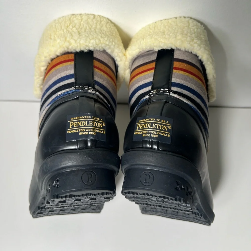 Pendleton Bridger Stripe Wool Duck Multicolor Striped Winter Rain Boots_13